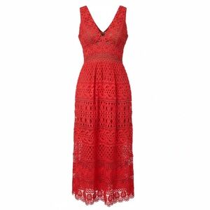 Nasty Gal Scarlet Lace Midi Dress